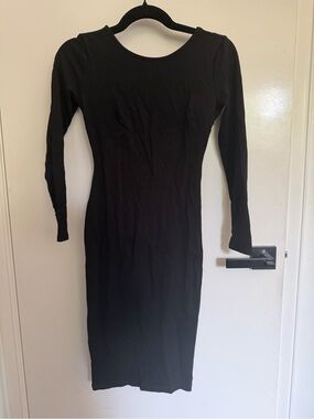 Lulu's Black Long Sleeve Bodycon Midi Dress